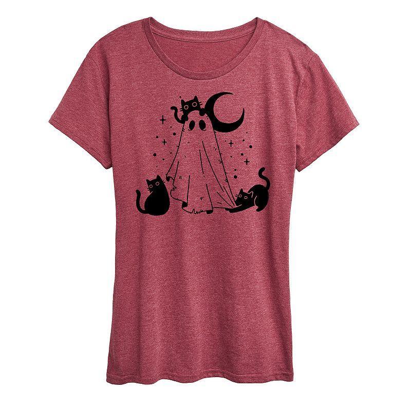 Women's Ghost and Cats Graphic Tee, Size: Small, Beige Product Image