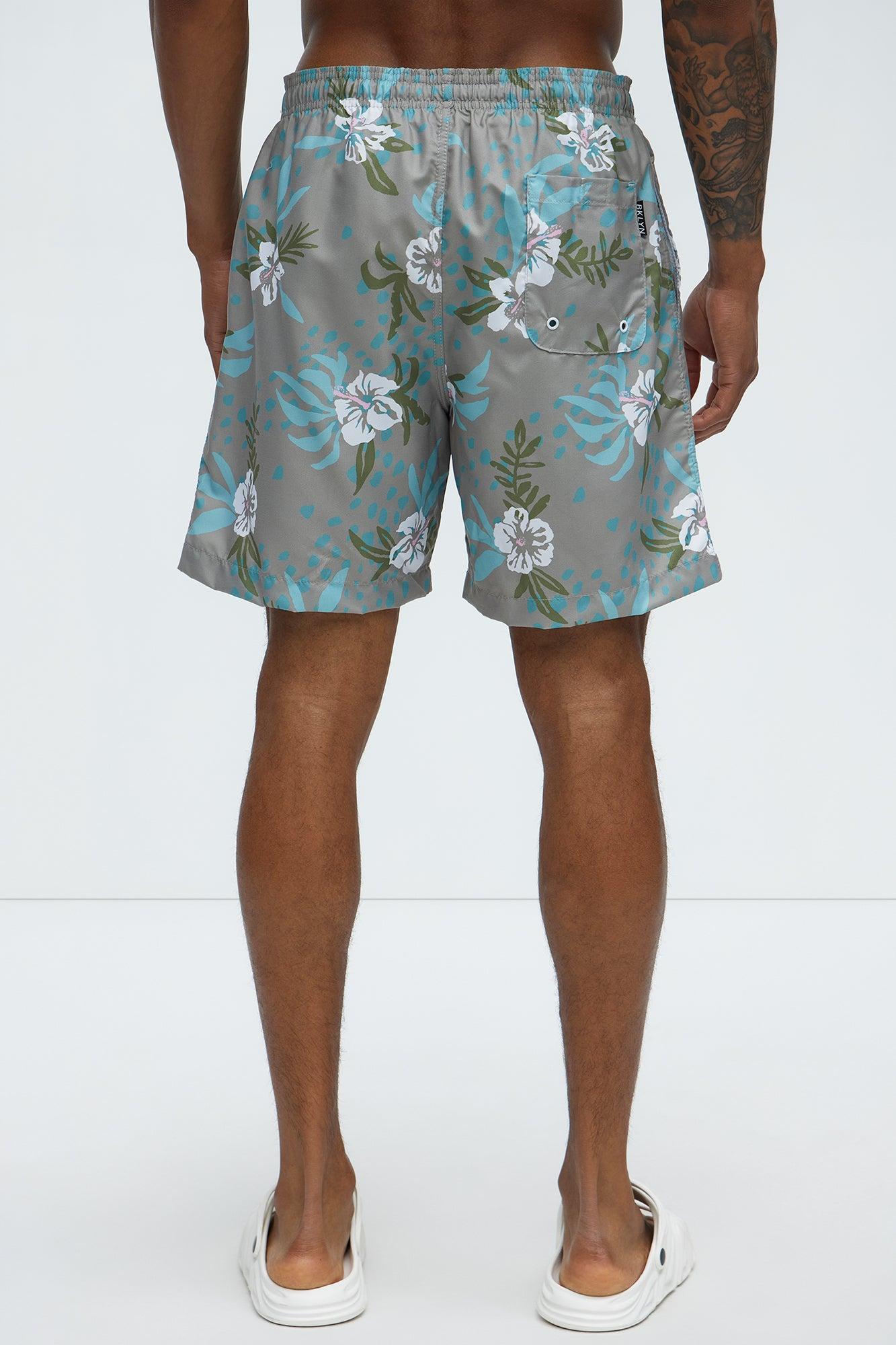 Painted Floral Swim Classic Trunk - Stone Product Image