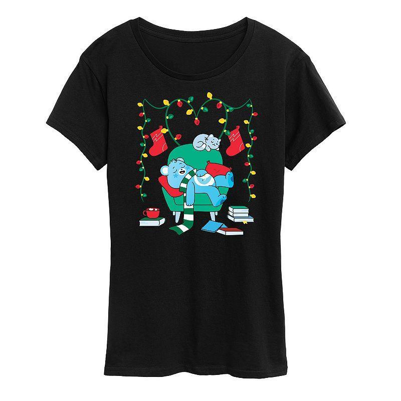 Women's Care Bears Cozy Christmas Graphic Tee, Girl's, Size: Large, Black Product Image