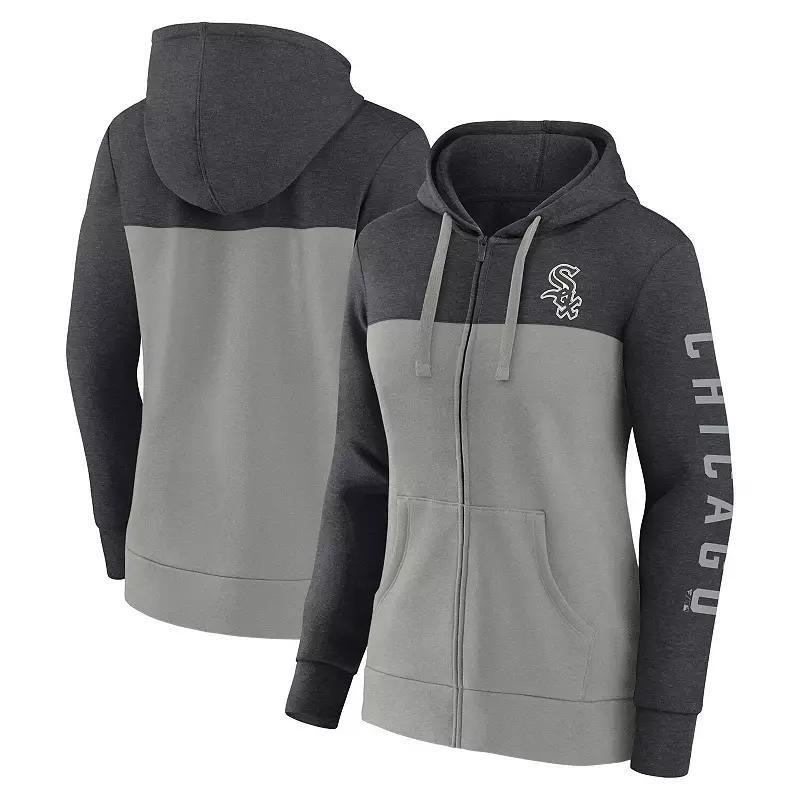 Women's Fanatics Branded Heather Charcoal/Gray Chicago White Sox City Ties Hoodie Full-Zip Sweatshirt, Size: Medium Product Image