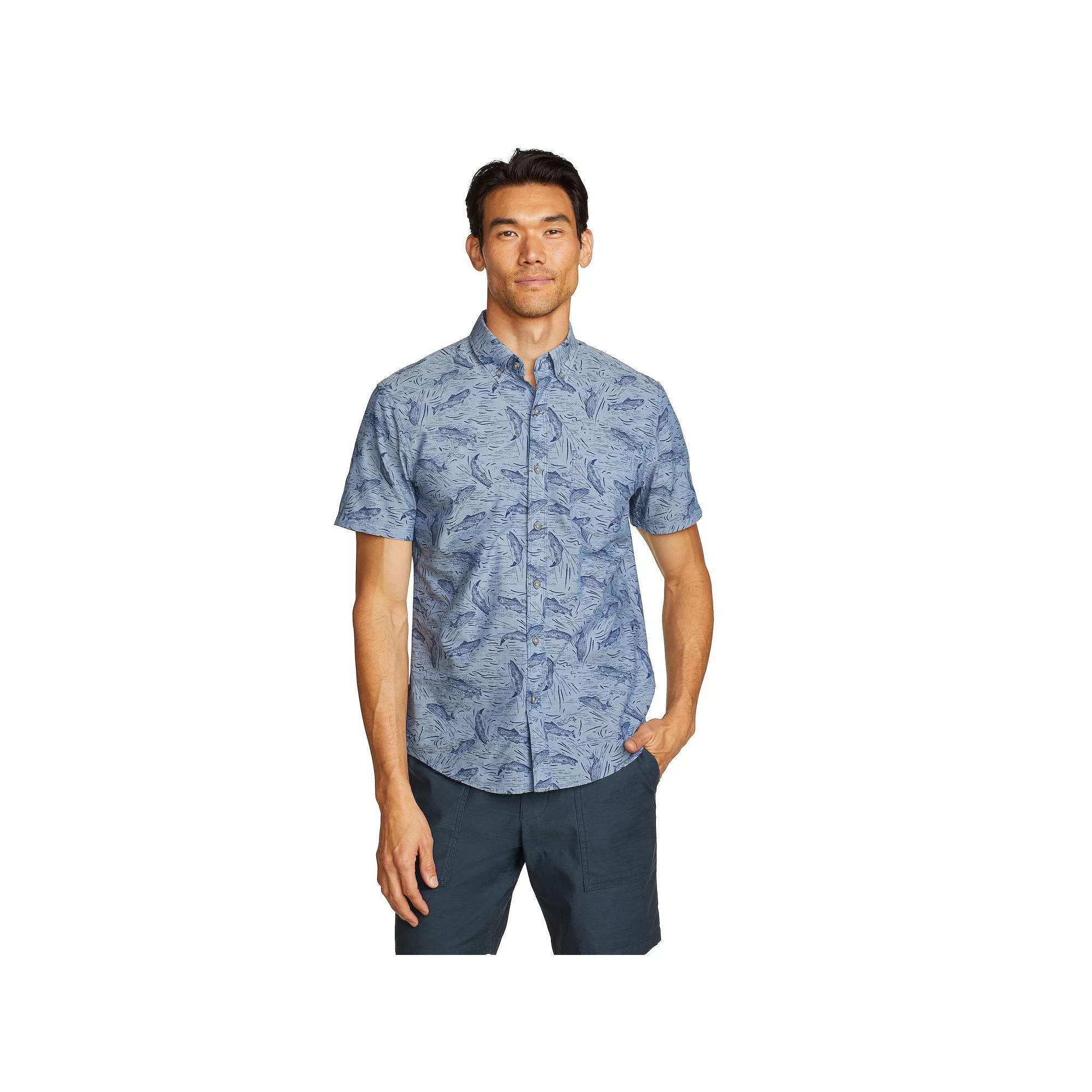 Men's Eddie Bauer Baja Print Short Sleeve Button-Down Shirt, Size: Medium, Blue Blue Product Image