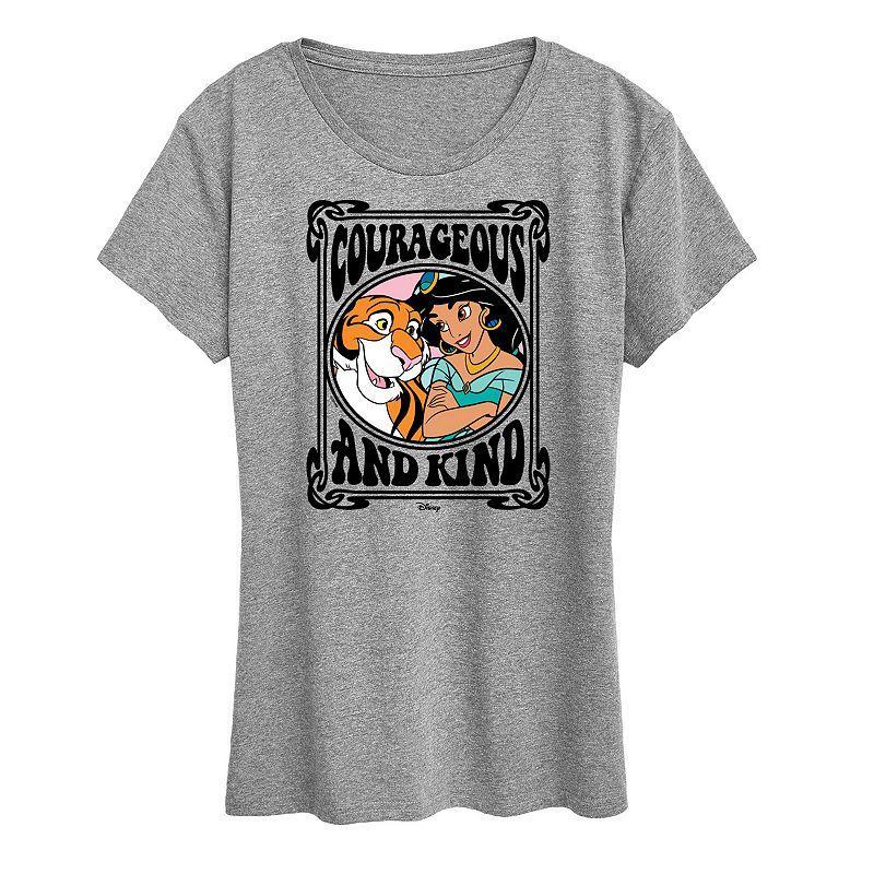 Disney Princess Jasmine Womens Courageous and Kind Graphic Tee Grey Gray Product Image