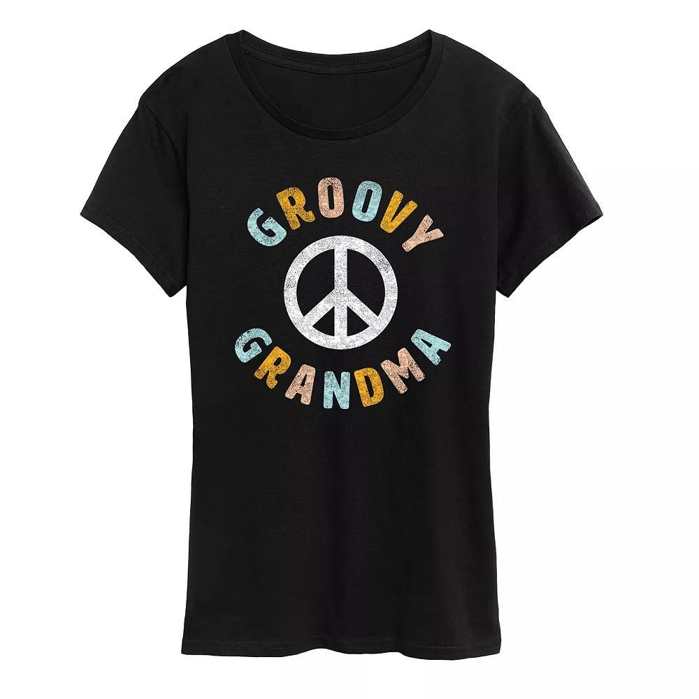Womens Groovy Grandma Graphic Tee, Girls Heather Grey Product Image