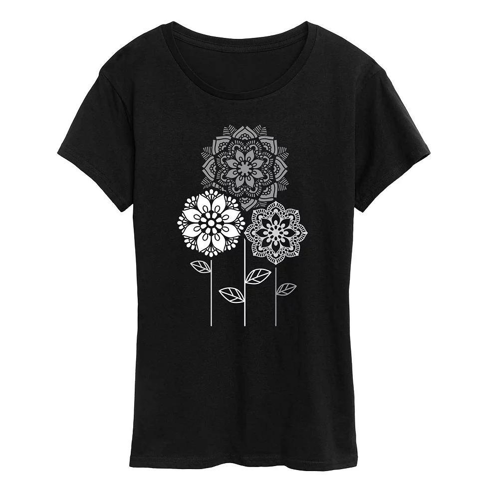 Women's Mandala Flowers Graphic Tee, Girl's,  Product Image