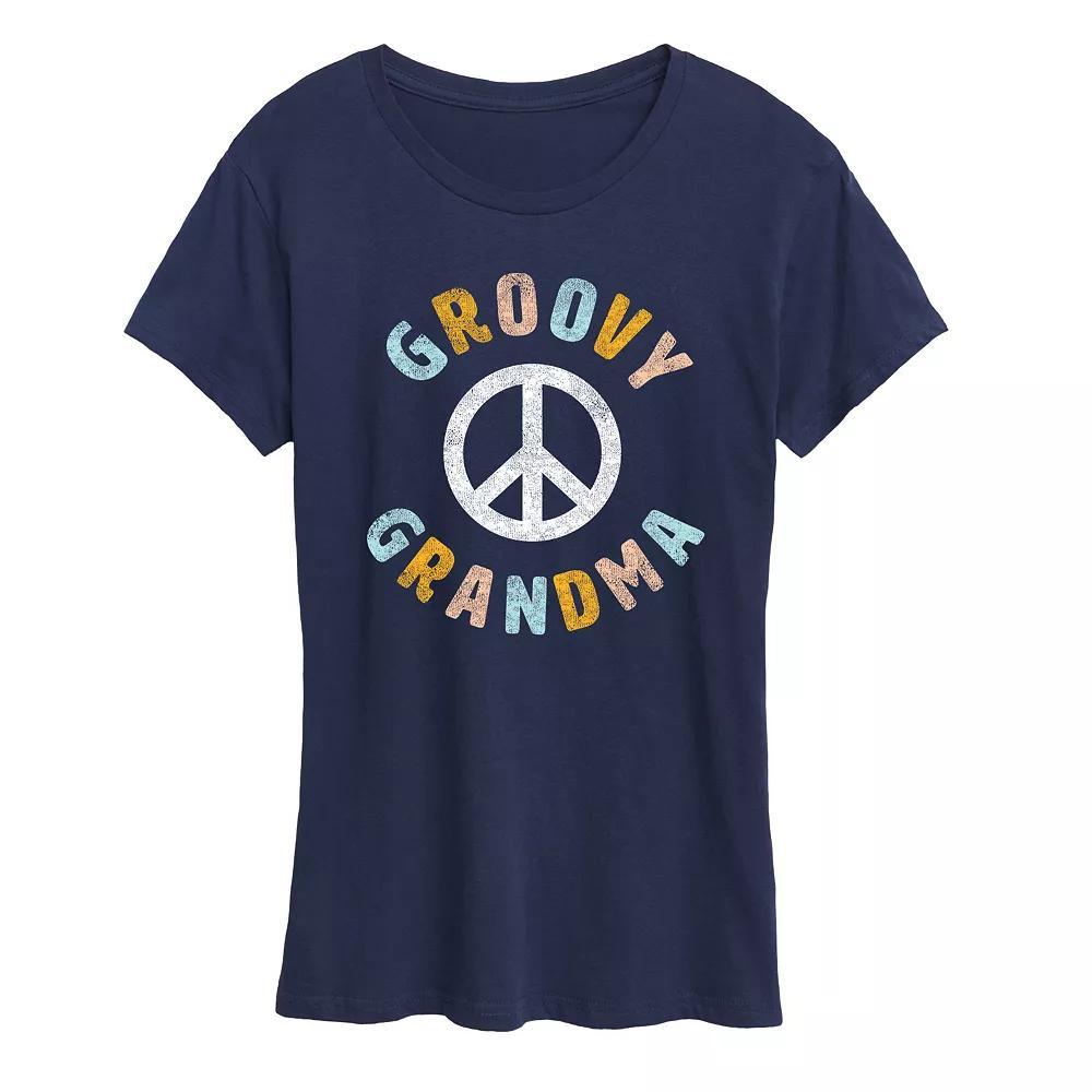 Womens Groovy Grandma Graphic Tee, Girls Heather Grey Product Image