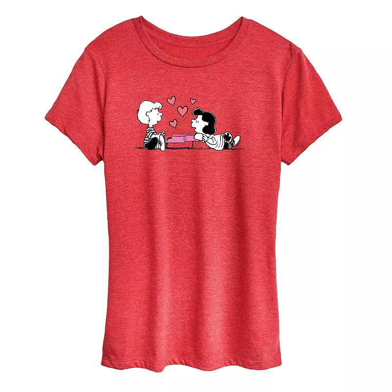 Women's Peanuts Heart Thoughts Graphic Tee, Size: Large, Grey Gray Product Image