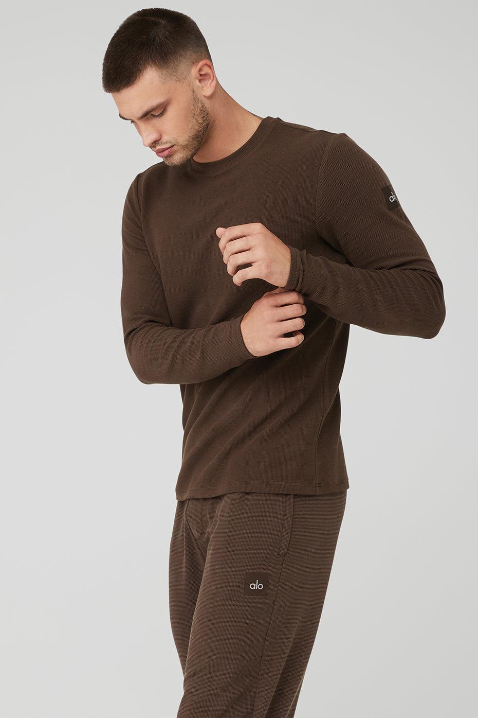 Micro Waffle Fast Break Long Sleeve Tee - Espresso Male Product Image