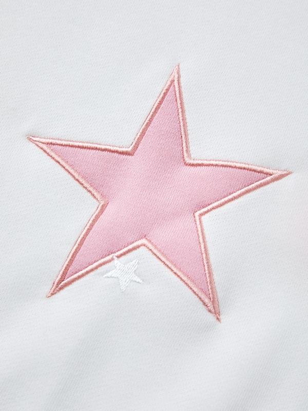 Contrast Color Star Print Oversized Hoodie Product Image