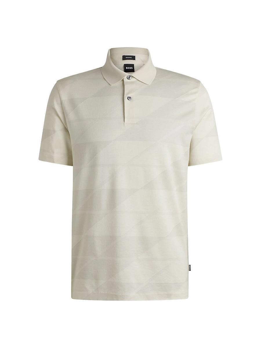 Mens Mercerized-Cotton Polo Shirt with Jacquard Pattern Product Image