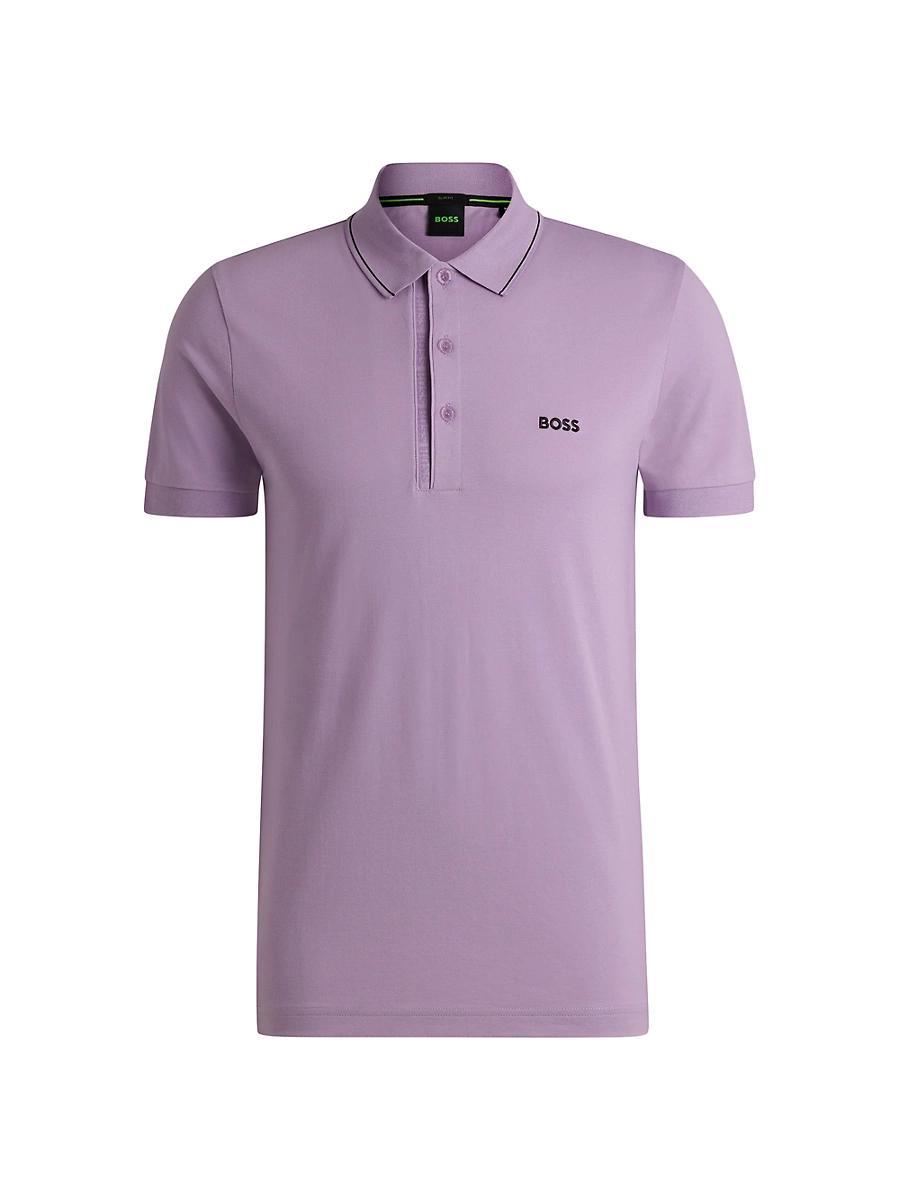Mens Cotton-Piqu Slim-Fit Polo Shirt with Tonal Logo Product Image