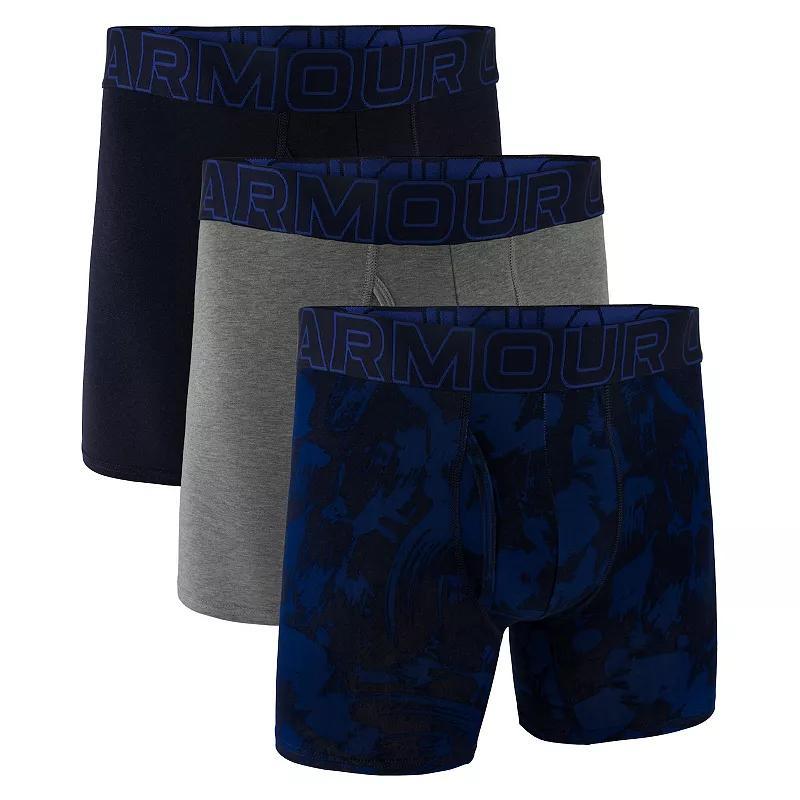 Men's Under Armour 3-pack Performance Cotton Stretch Fashion 6-in. Boxer Briefs, Size: Large, Silver Castlerock Product Image
