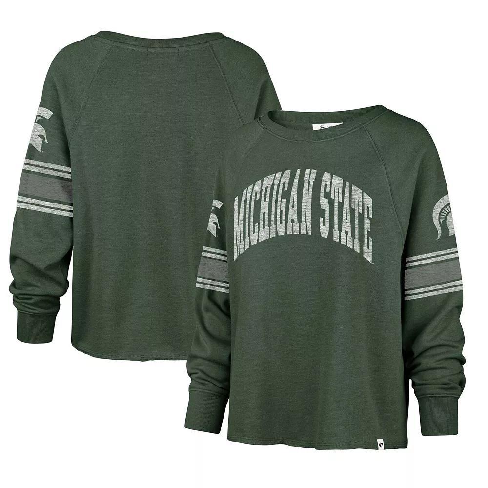 Women's '47 Green Michigan State Spartans Allie Modest Raglan Long Sleeve Cropped T-Shirt,  Product Image