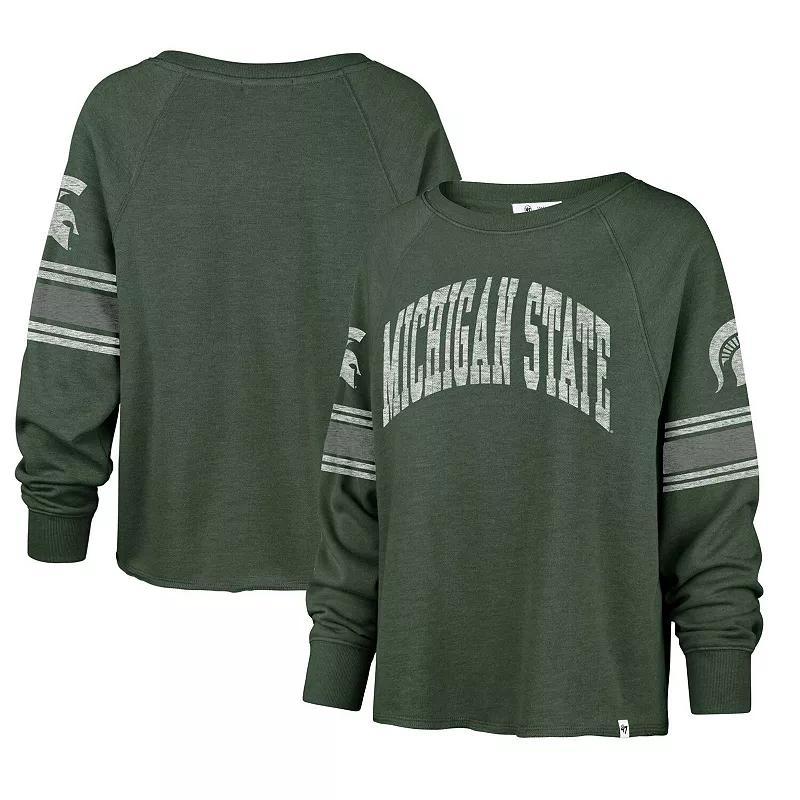 Women's '47 Green Michigan State Spartans Allie Modest Raglan Long Sleeve Cropped T-Shirt,  Product Image