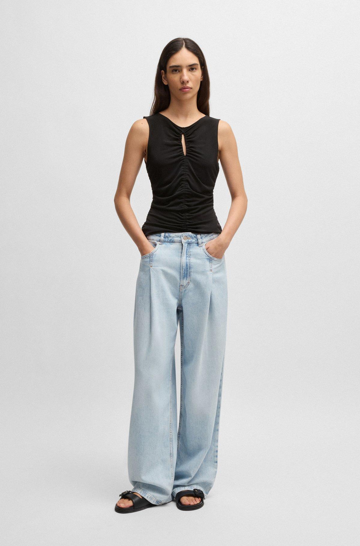 Jersey top with gathering and cut-out detail Product Image