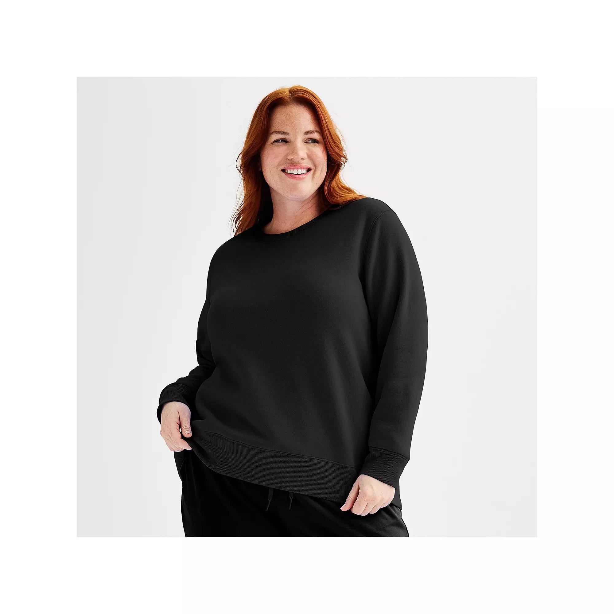 Plus Size Tek Gear® Ultrasoft Fleece Crewneck Sweatshirt, Women's, Size: 2XL, Mineral Black Product Image