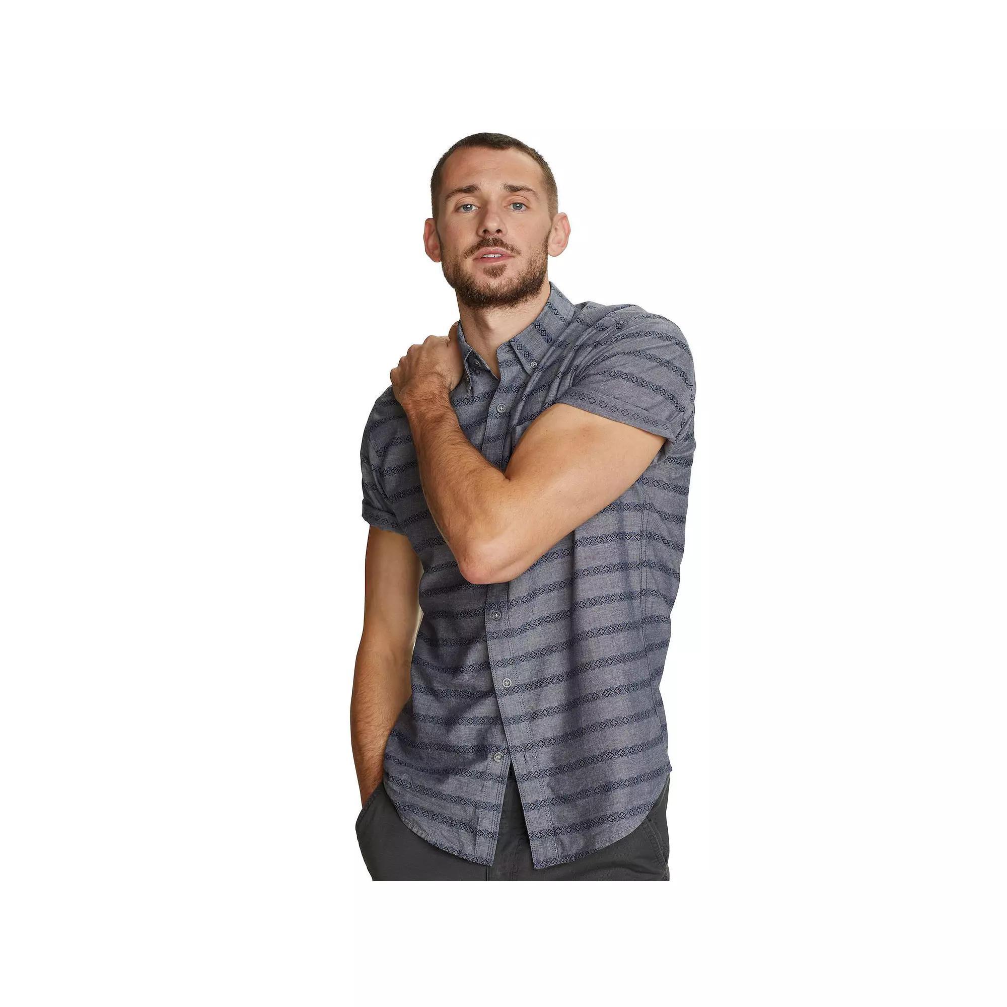 Men's Eddie Bauer Baja Print Short Sleeve Button-Down Shirt, Size: Small, Blue Product Image