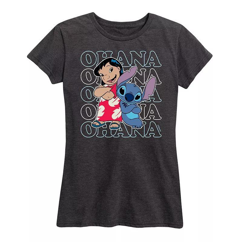 Disney's Lilo & Stitch Women's Ohana Repeated Graphic Tee, Size: XXL, Blue Product Image