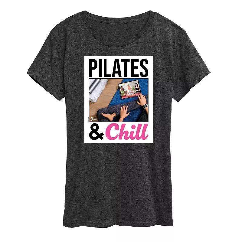 Women's Barbie® Pilates And Chill Graphic Tee, Size: Large, Heather Grey Product Image