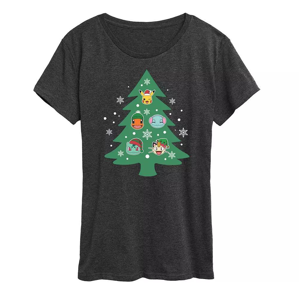 Women's Pokemon Partners Tree Pattern Tee, Size: XXL, Grey Wine Product Image