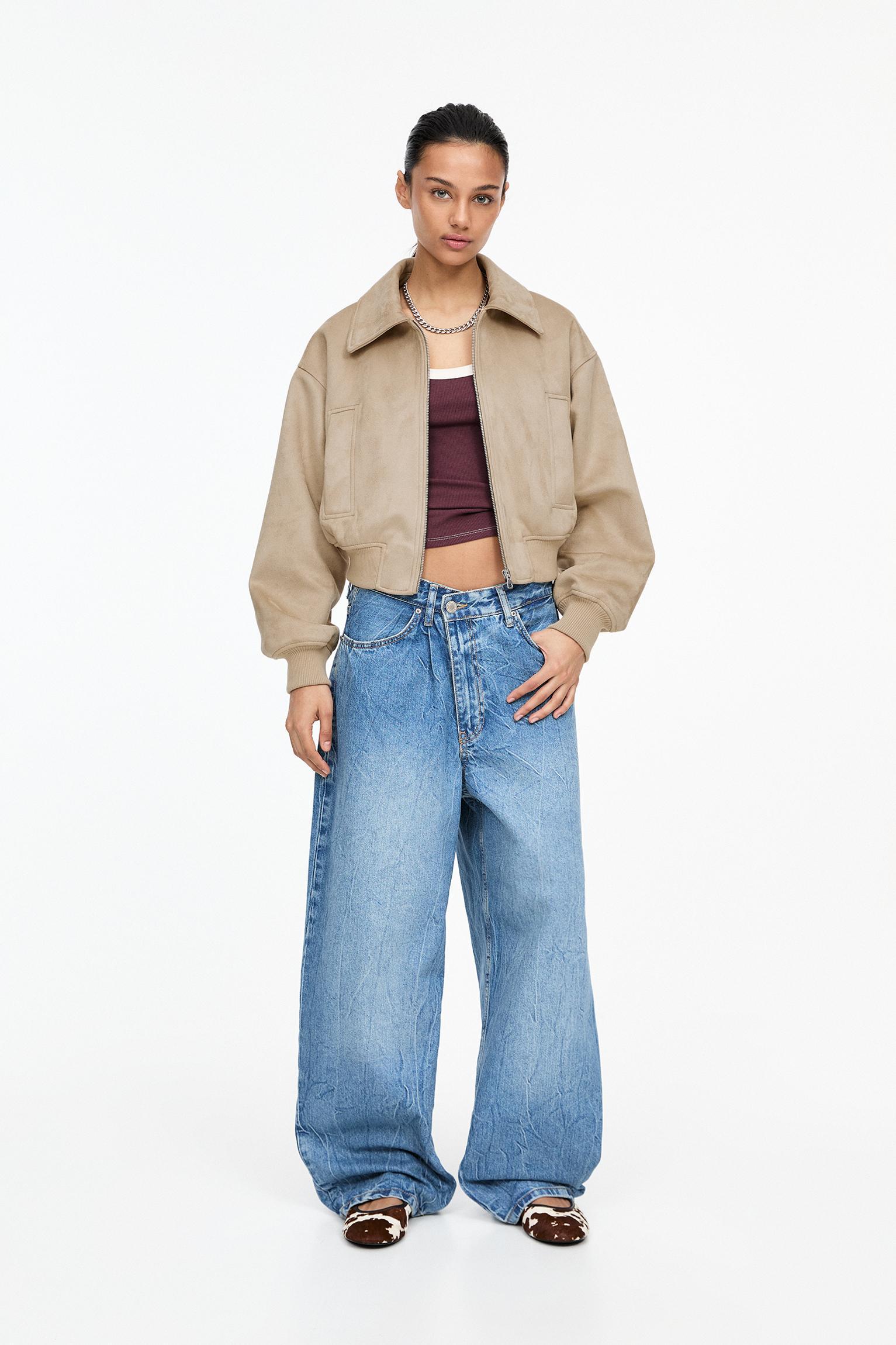 Faux suede bomber jacket Product Image