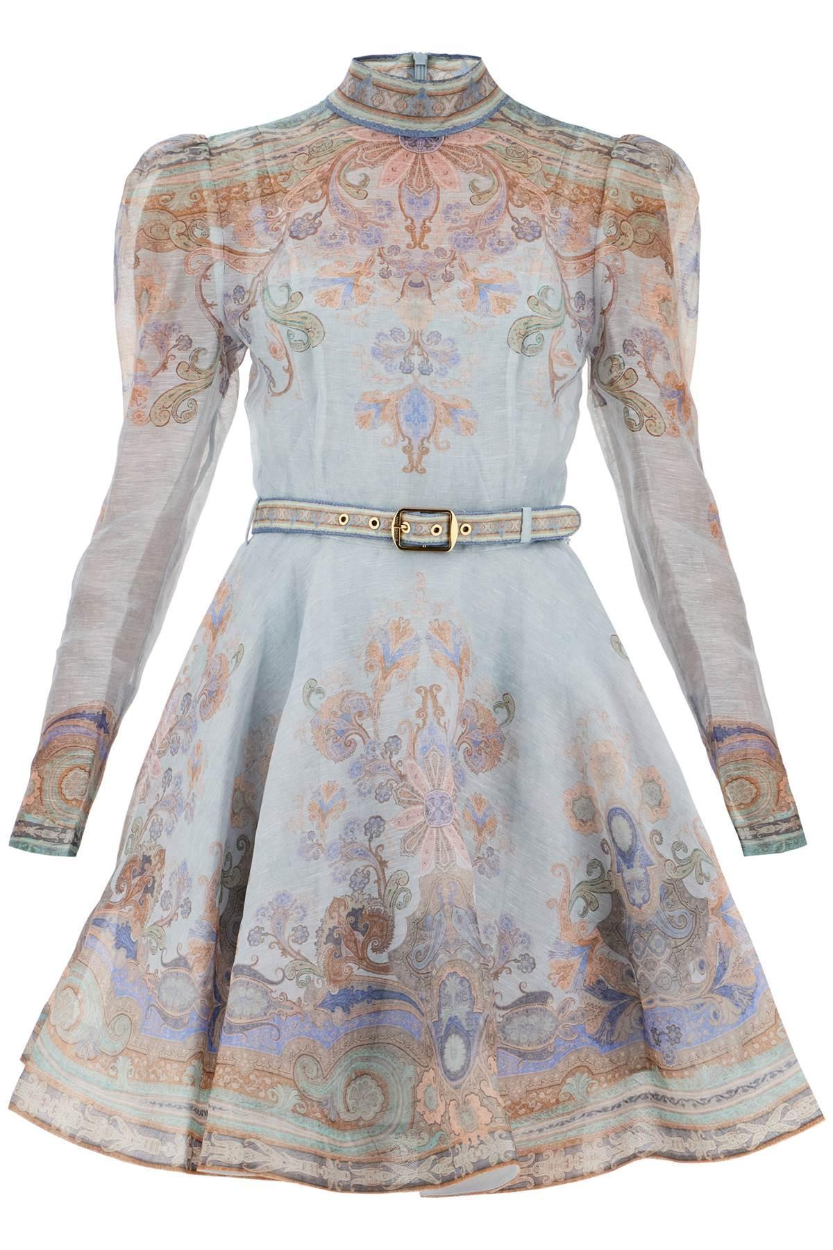 ZIMMERMANN Eden Belted Flower-and-paisley-print Linen And In Light Blue Product Image