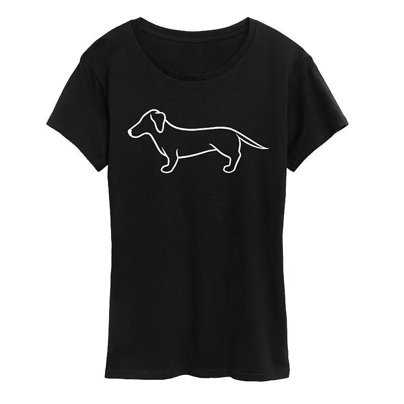 Plus Size White Cat Outline Graphic Tee, Women's, Size: 2XL, Black Product Image