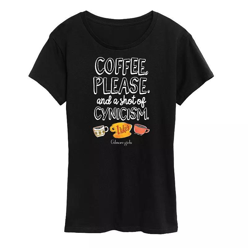 Women's Gilmore Girls Coffee Cynicism Graphic Tee, Girl's, Size: Small, Black Product Image