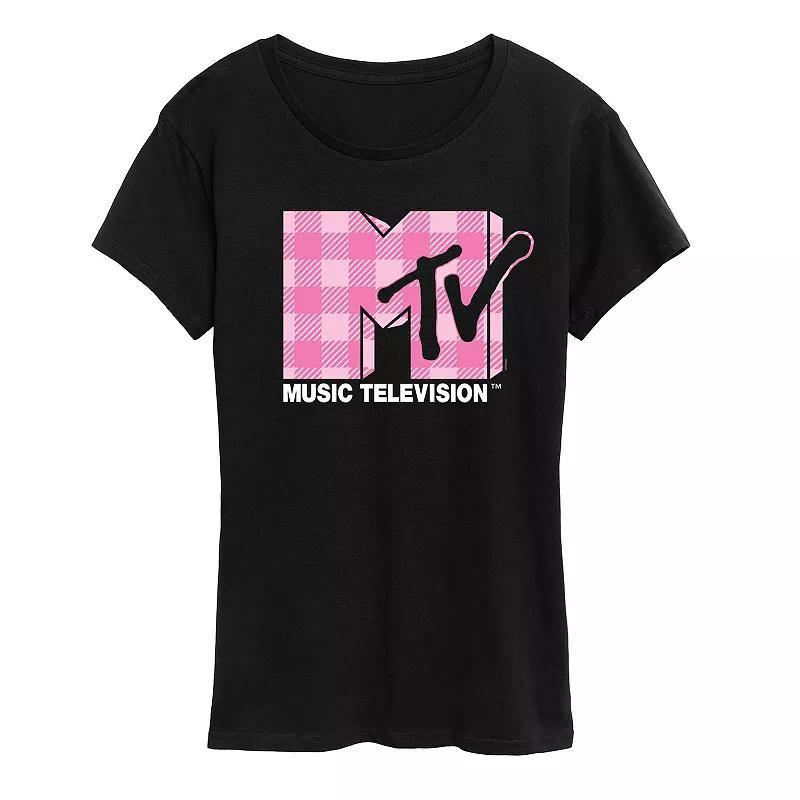 Women's MTV Pink Plaid Graphic Tee,  Product Image