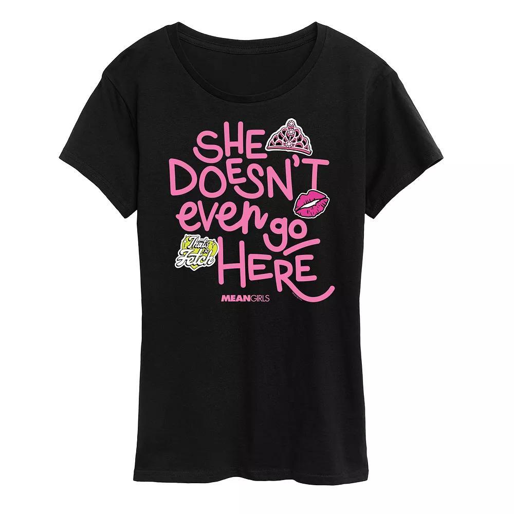 Women's Mean Girls She Doesn't Go Here Graphic Tee, Size: XXL, Black Product Image