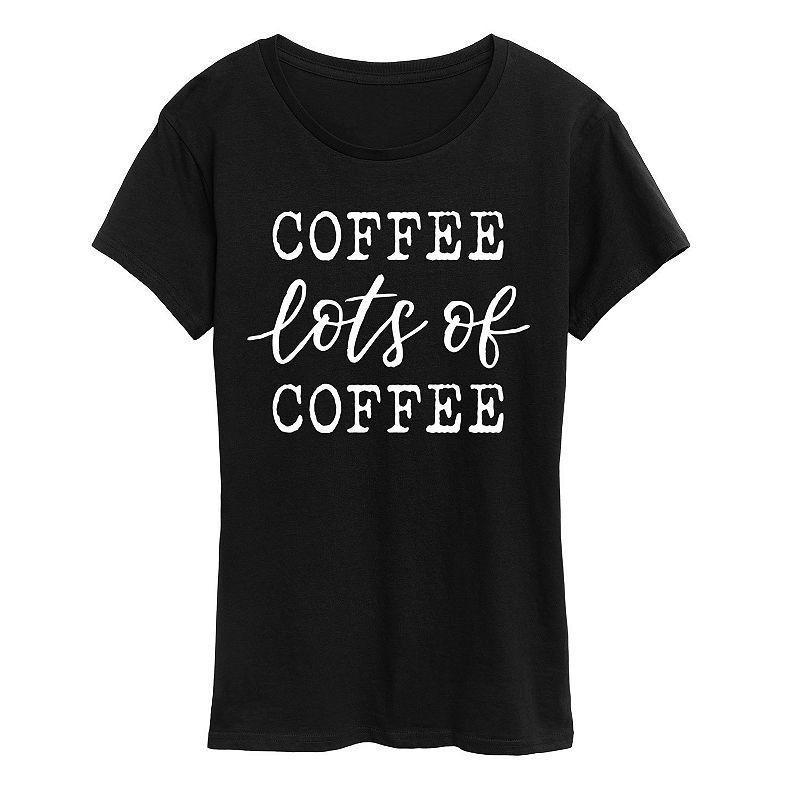Womens Coffee Lots Of Coffee Graphic Tee, Girls Grey Blue Product Image