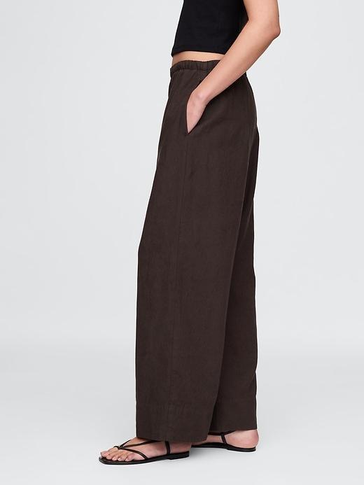 Linen-Blend Easy Wide-Hem Pants Product Image