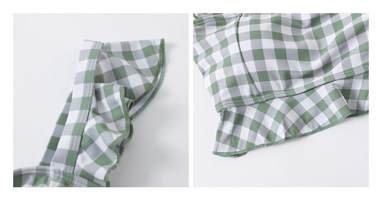 Set: Ruffle Trim Tankini Top + Asymmetrical Swim Skirt Product Image