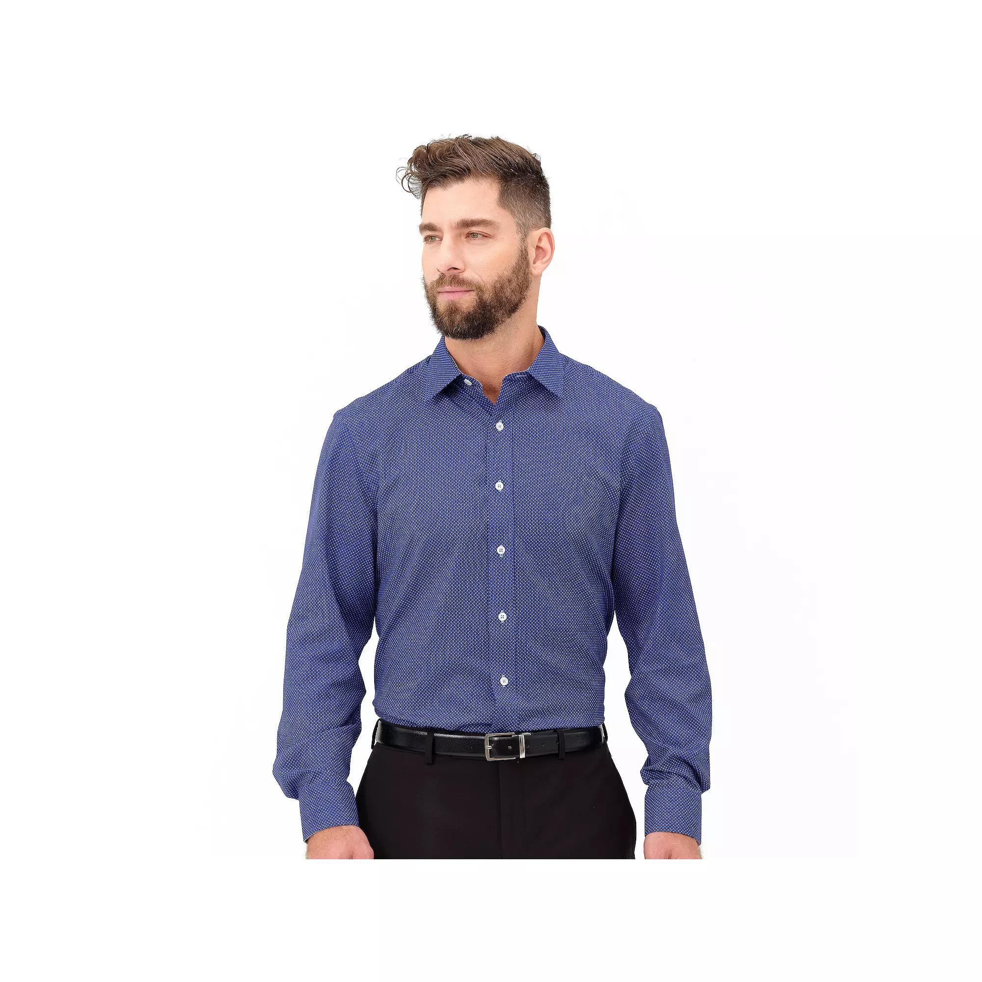 Mens Nick Graham Traveler Collection Performance Modern-Fit Stretch Dress Shirt Blue Diamonds Product Image