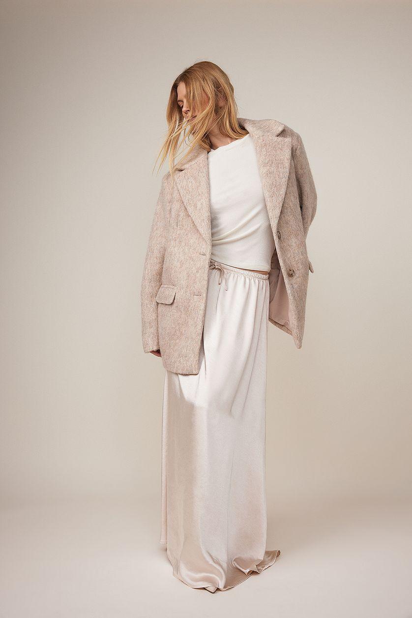 Drawstring Satin Maxi Skirt Product Image