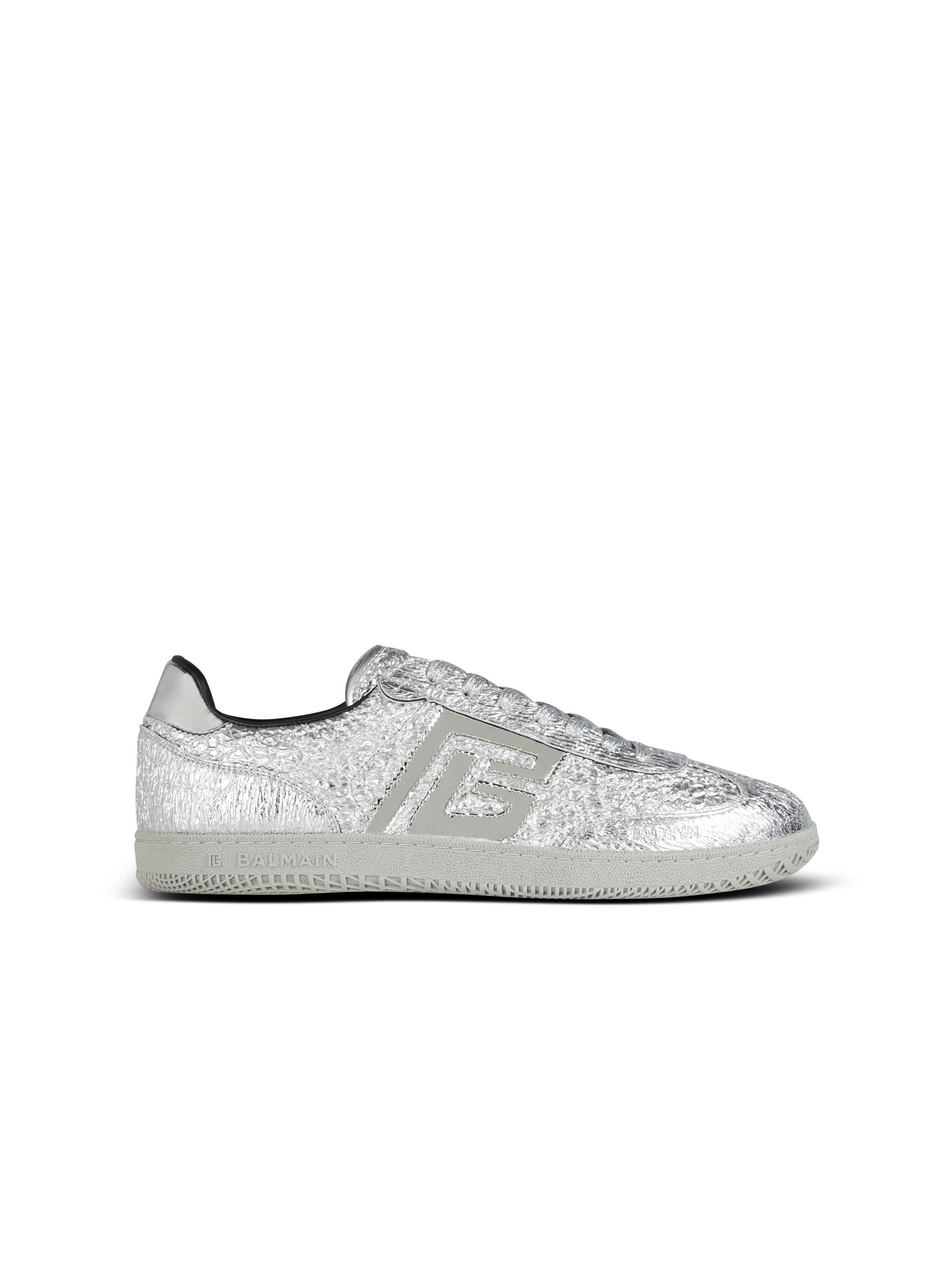 Balmain Swan silver leather sneakers Product Image