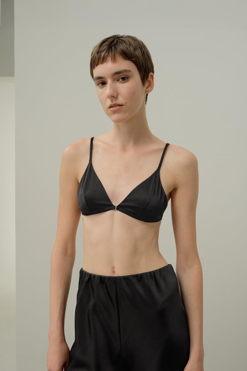 LILYSILK Women's Stretch Silk Triangle Bra, Black XS, Washable Comfort Product Image