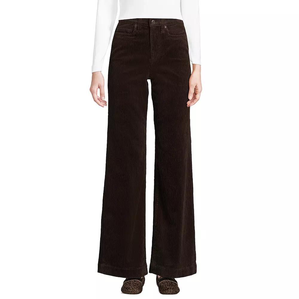 Women's Lands' End High Rise Wide Leg Corduroy Pants, Size: 16, Ivory Product Image