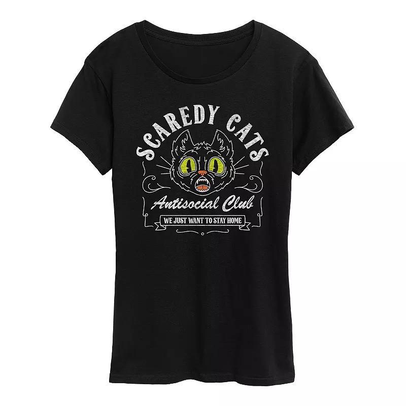 Women's Scaredy Cats Halloween Tee, Girl's, Size: XXL, Black Product Image