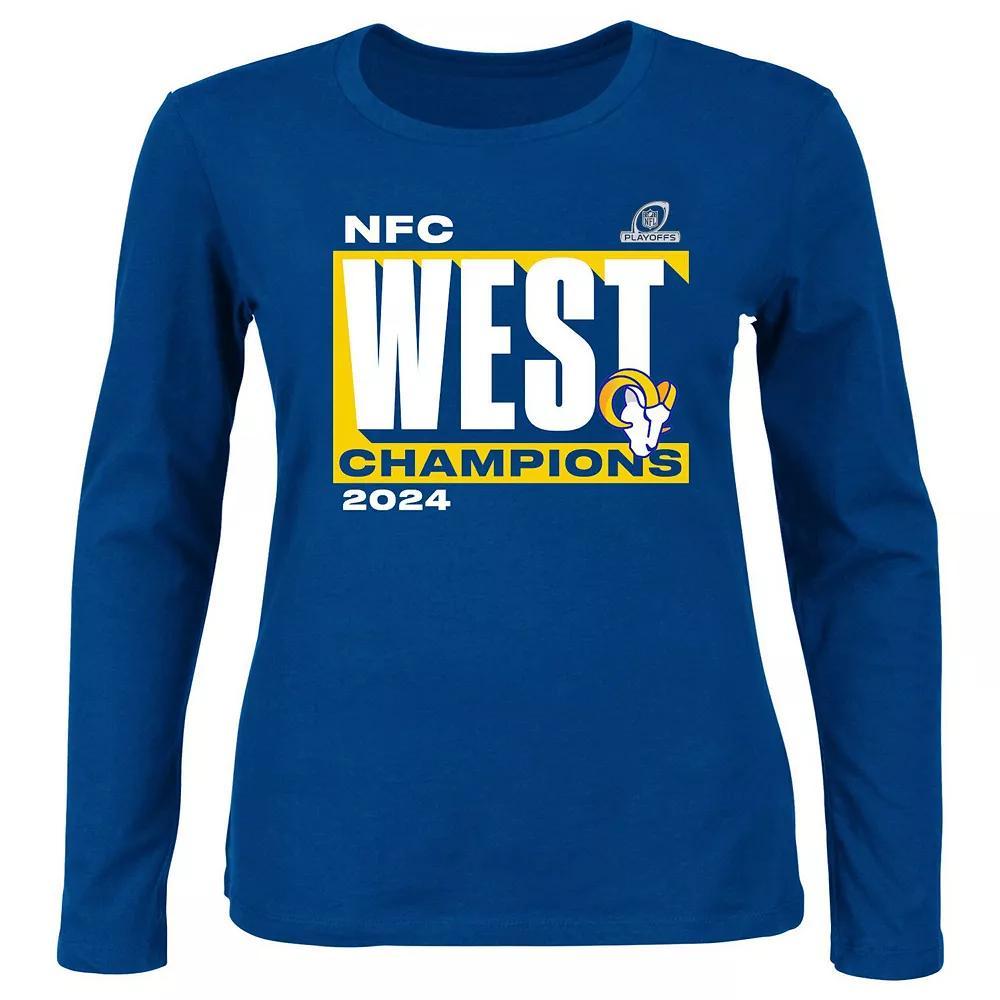 Women's Fanatics Royal Los Angeles Rams 2024 NFC West Division Champions Plus Size Long Sleeve Scoop Neck T-Shirt, Size: 2XL, Blue Product Image
