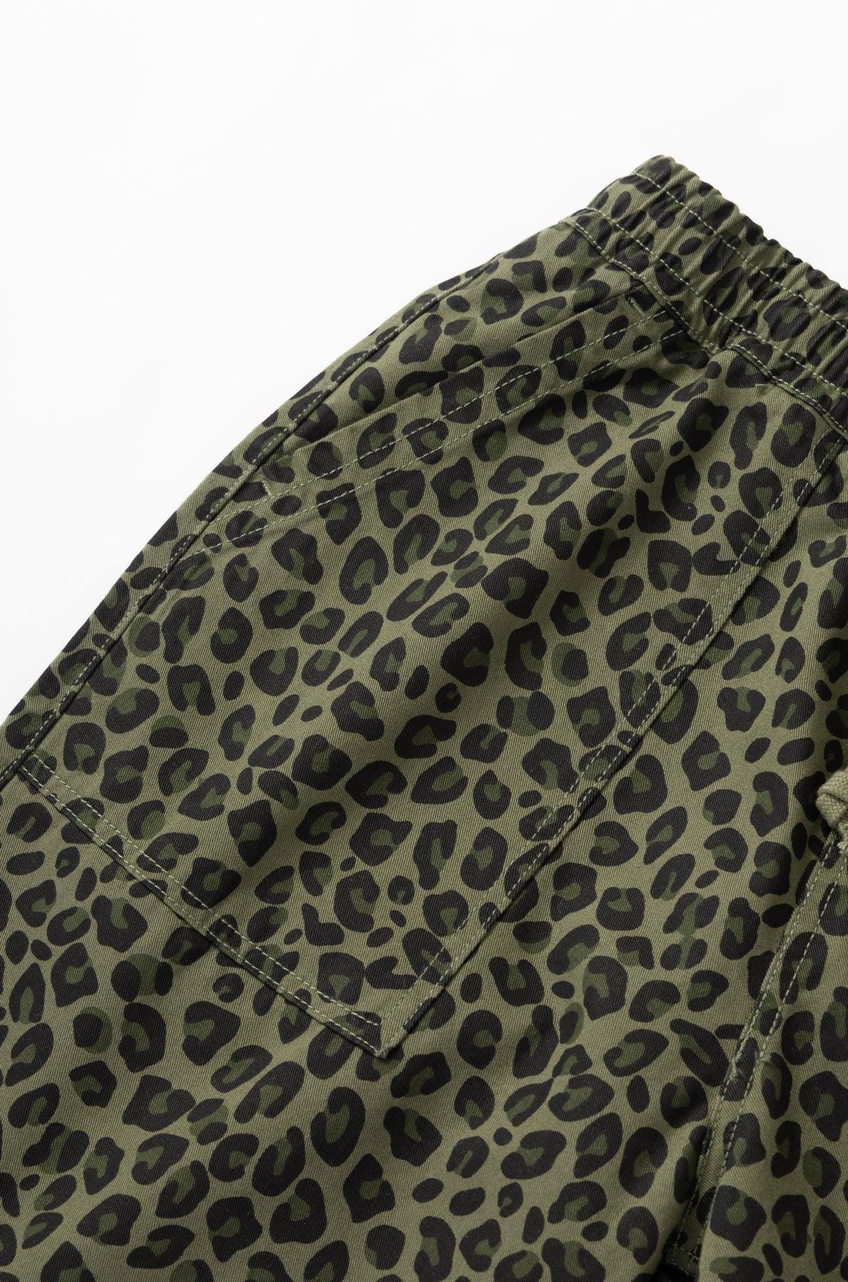 Patterned Chef Shorts - Green Leopard Product Image