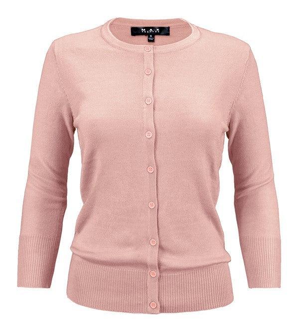 Crewneck Button Down Knit Cardigan Sweater Product Image