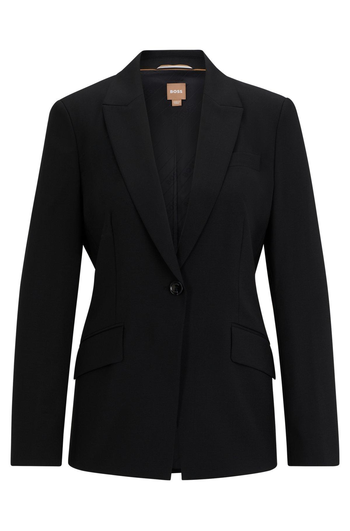 BOSS - Regular-fit jacket in virgin wool with tussah silk - Black Product Image