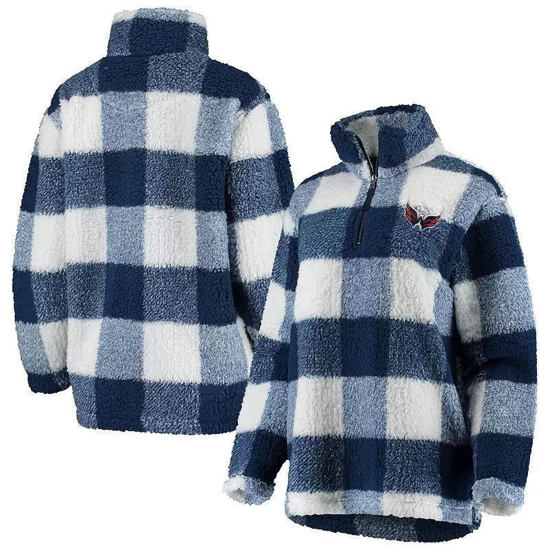 Womens G-III 4Her by Carl Banks /White Washington Capitals Plaid Sherpa Quarter-Zip Jacket Blue Product Image