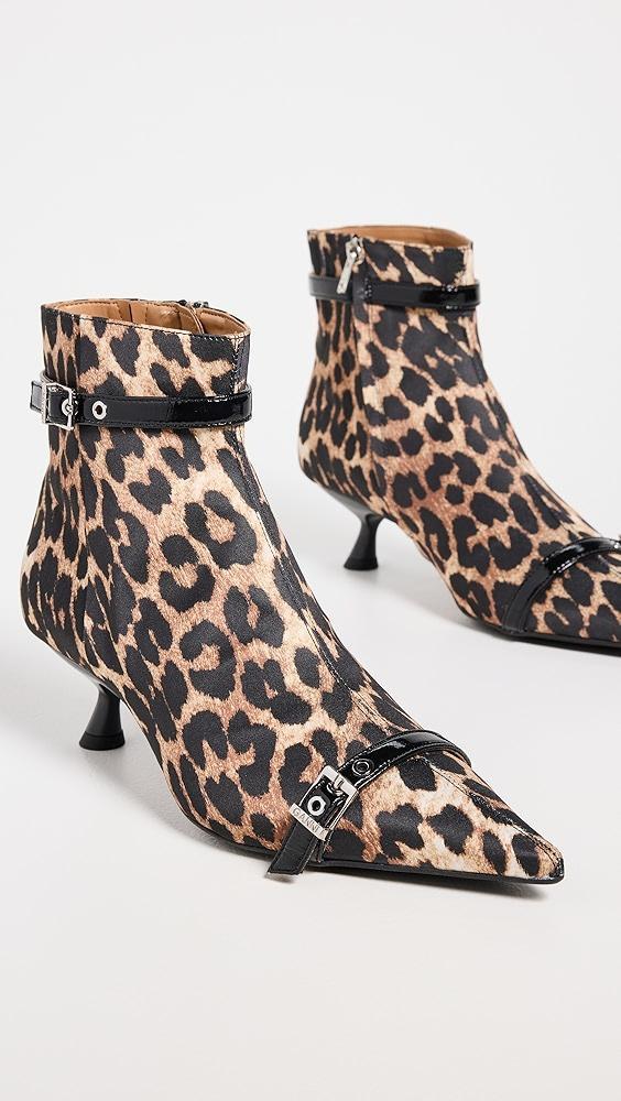 GANNI Eyelets Kitten Heel Satin Print Boots | Shopbop Product Image