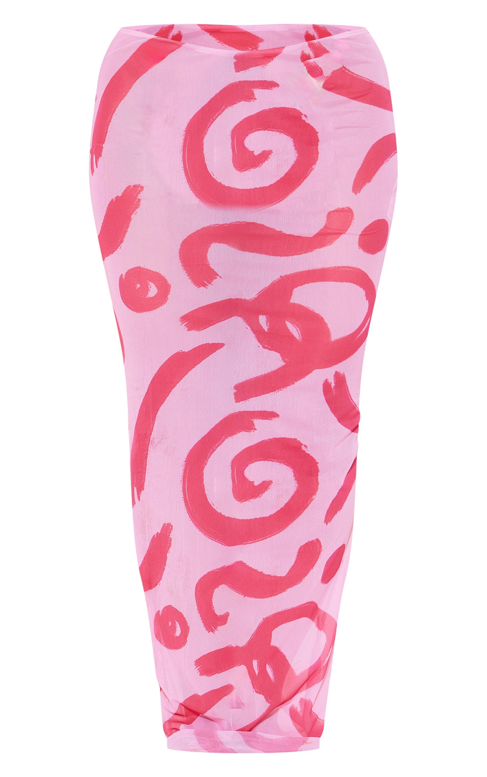 Pink Swirl Mesh Maxi Beach Skirt Product Image