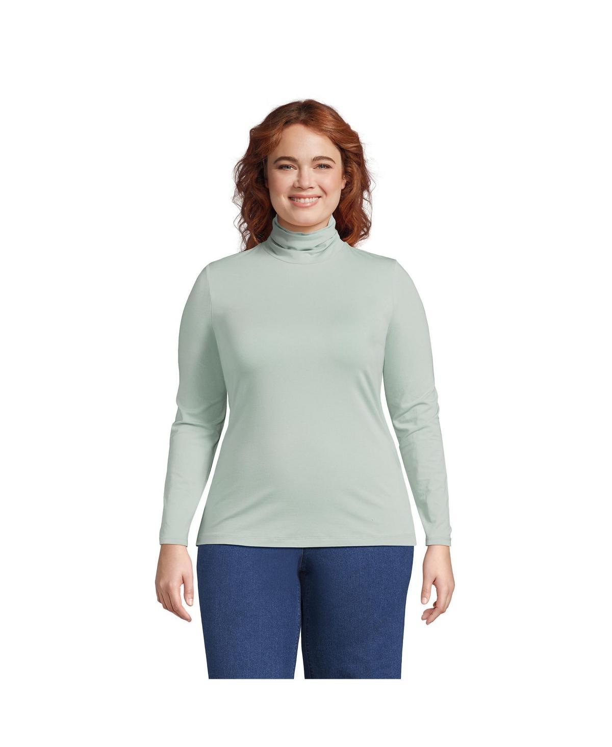 Plus Size Lands' End Lightweight Fitted Long Sleeve Turtleneck, Women's, Size: 2XL, Radiant Blue Product Image