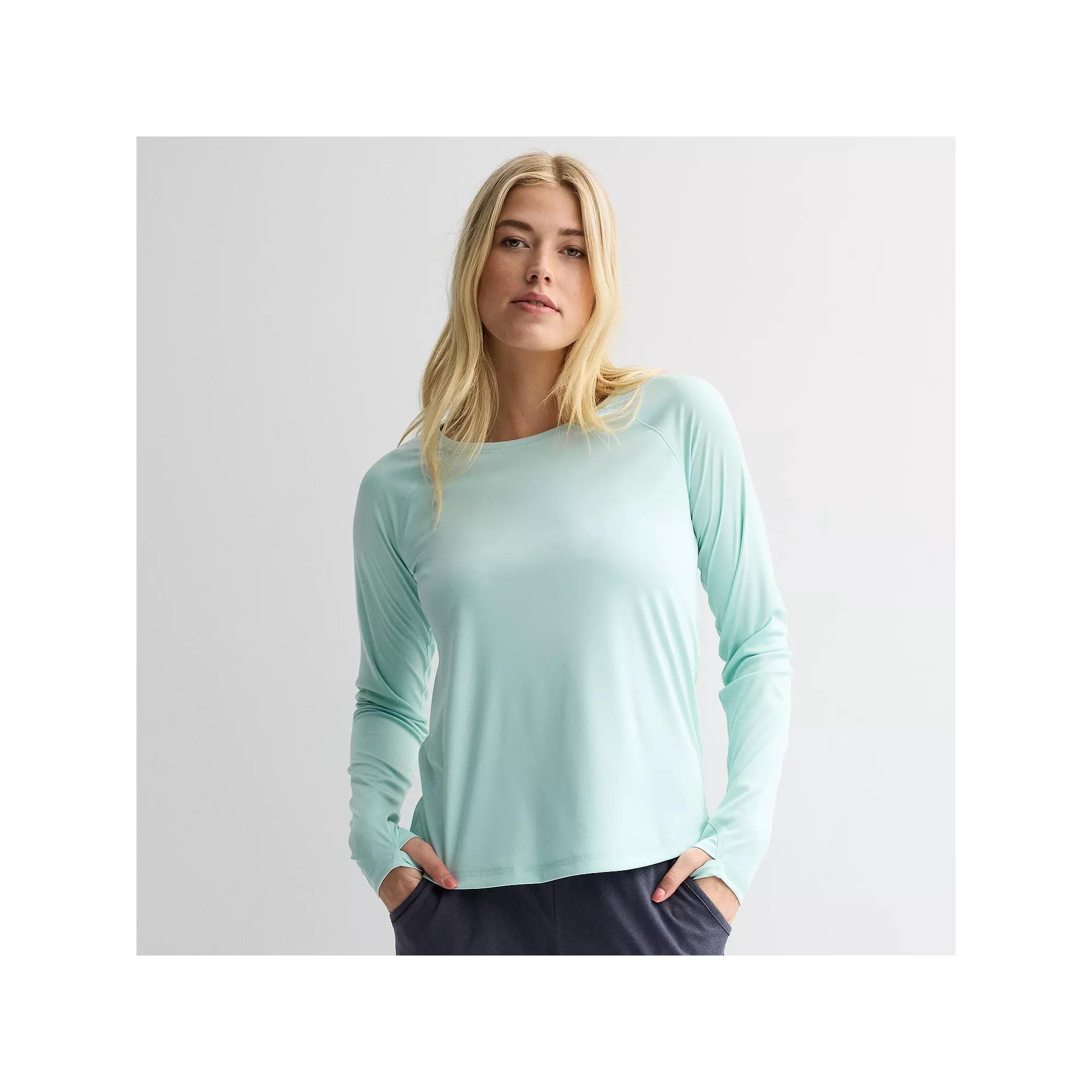 Women's Tek Gear® Dry Tek Long Sleeve Tee, Size: Medium, Hail Blue Product Image