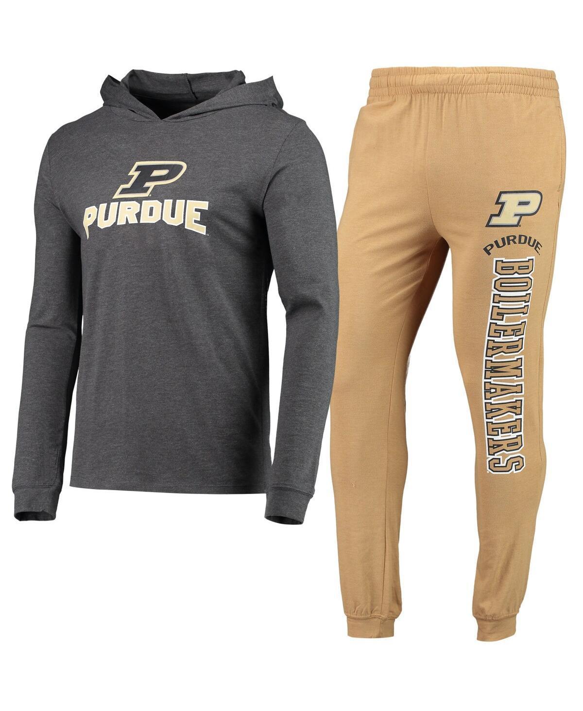 Mens Concepts Sport /Heather Charcoal Purdue Boilermakers Meter Long Sleeve Hoodie T-Shirt & Jogger Pajama Set Product Image