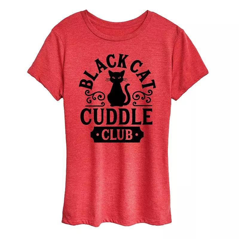 Women's Black Cat Cuddle Club Halloween Tee, Girl's, Size: XL, White Product Image