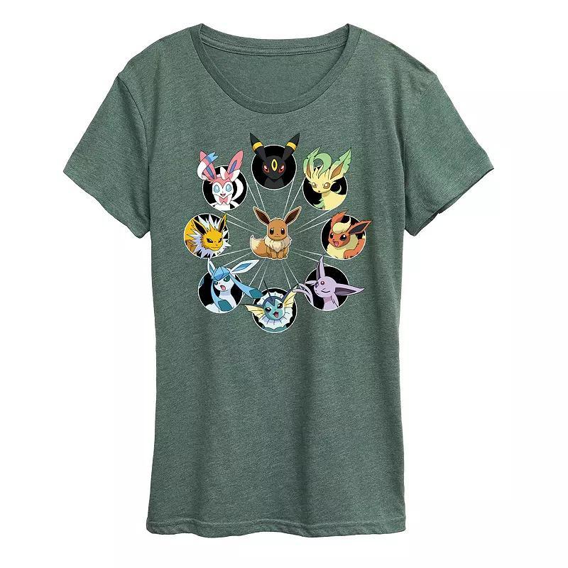 Women's Pokemon Eevee Evolution Graphic Tee, Size: Small, Grey Green Product Image